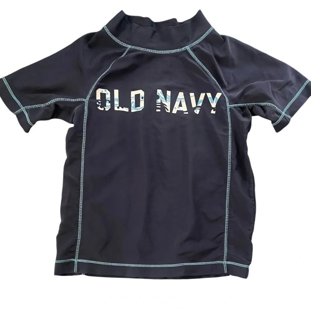 Old Navy Blue Rashguard Swim Top 4T navy blue “ Old Navy” logo short sleeve